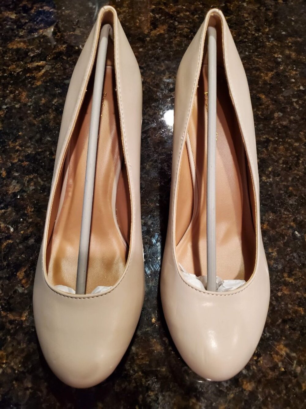Brinley Co. PU Leather Pumps 3 inch Heels Size 10 NUDE